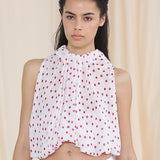 RED POLKA DOT CHIFFON EMERGE TOP