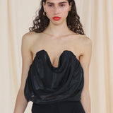 BLACK LIQUID ORGANZA TIDAL BUSTIER TOP