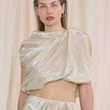 CHAMPAGNE LIQUID ORGANZA TUMBLE TOP