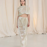 CHAMPAGNE LIQUID ORGANZA DRIFT SKIRT