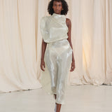 CHAMPAGNE LIQUID ORGANZA DECODE DRESS