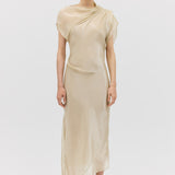 CHAMPAGNE LIQUID ORGANZA DECODE DRESS