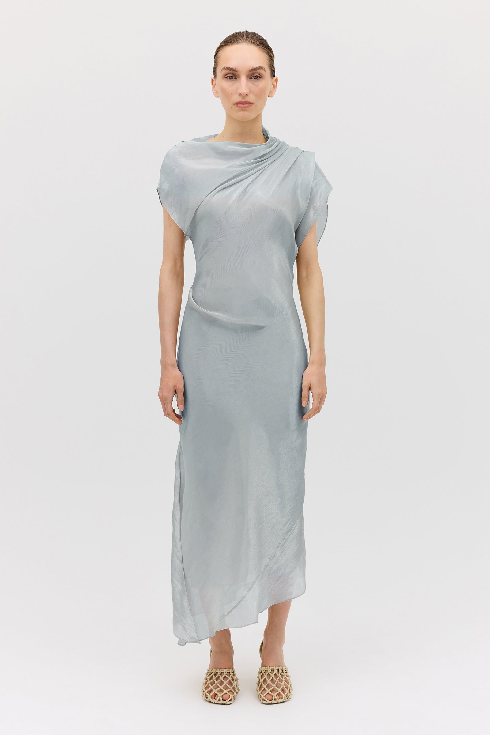 BLUE LIQUID ORGANZA DECODE DRESS