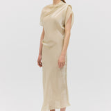 CHAMPAGNE LIQUID ORGANZA DECODE DRESS