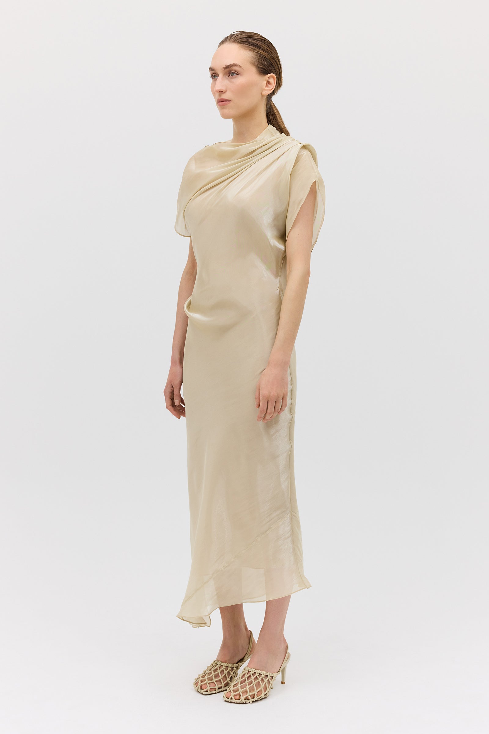 CHAMPAGNE LIQUID ORGANZA DECODE DRESS Bianca Spender CHAMPAGNE LIQUID ORGANZA DECODE DRESS Bianca Spender