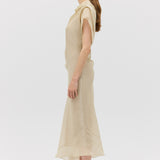 CHAMPAGNE LIQUID ORGANZA DECODE DRESS