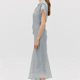 BLUE LIQUID ORGANZA DECODE DRESS