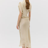 CHAMPAGNE LIQUID ORGANZA DECODE DRESS