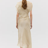 CHAMPAGNE LIQUID ORGANZA DECODE DRESS