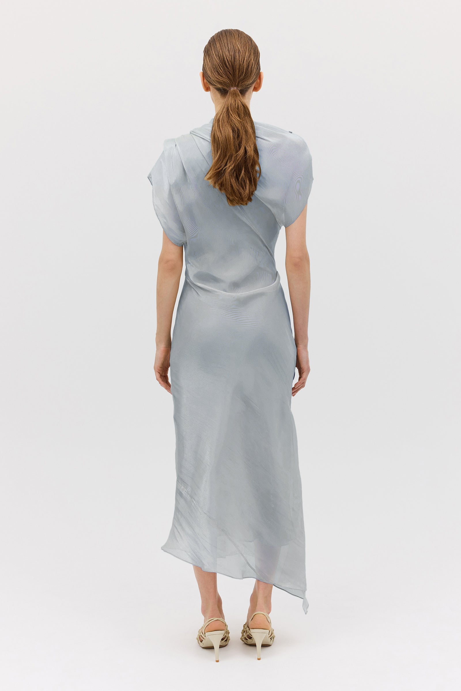 BLUE LIQUID ORGANZA DECODE DRESS