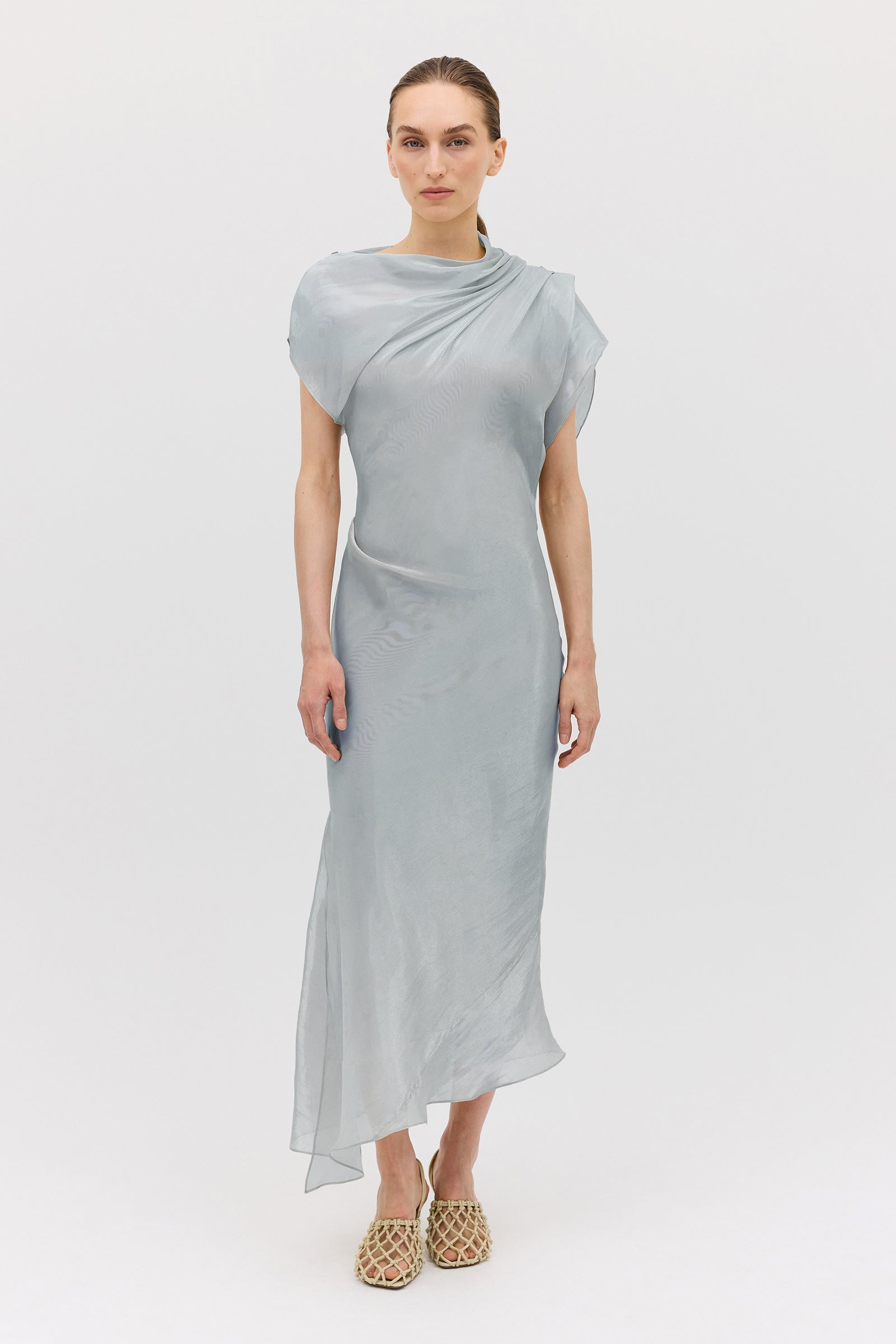 BLUE LIQUID ORGANZA DECODE DRESS