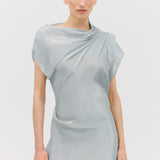BLUE LIQUID ORGANZA DECODE DRESS