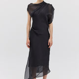 BLACK LIQUID ORGANZA DECODE DRESS