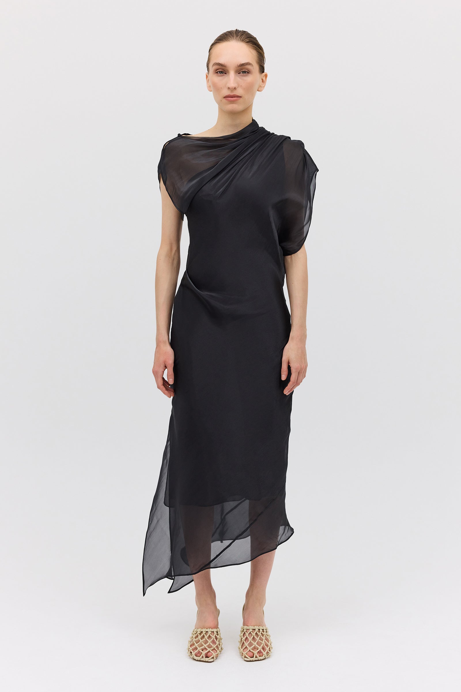black liquid organza dress BLACK LIQUID ORGANZA DECODE DRESS Bianca Spender