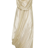 CHAMPAGNE LIQUID ORGANZA TIDAL BUSTIER DRESS