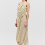 CHAMPAGNE LIQUID ORGANZA TIDAL BUSTIER DRESS