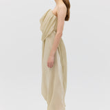 CHAMPAGNE LIQUID ORGANZA TIDAL BUSTIER DRESS