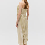 CHAMPAGNE LIQUID ORGANZA TIDAL BUSTIER DRESS