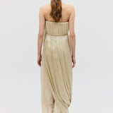 CHAMPAGNE LIQUID ORGANZA TIDAL BUSTIER DRESS