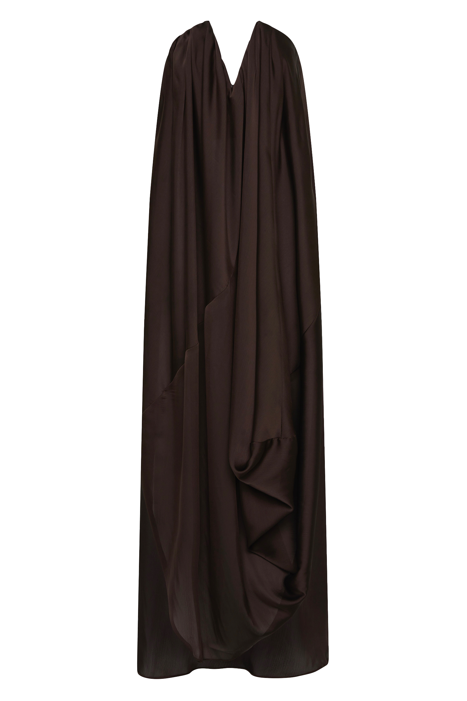 CHOCOLATE SILK SATIN PLUNGE GOWN