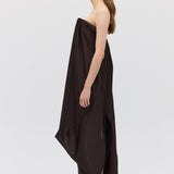 CHOCOLATE SILK SATIN PLUNGE GOWN