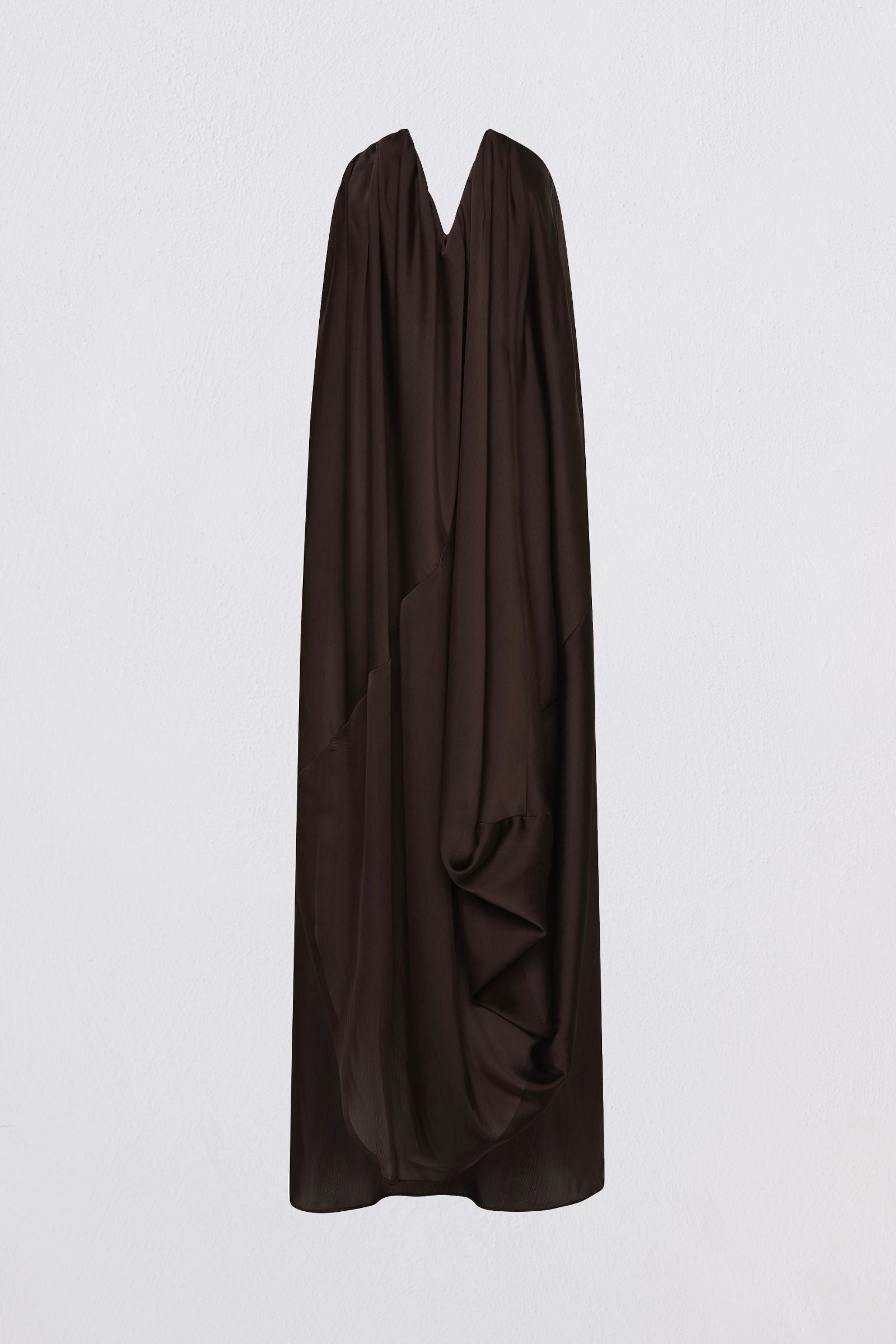 CHOCOLATE SILK SATIN PLUNGE GOWN
