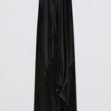 BLACK SILK SATIN PLUNGE GOWN