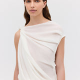 IVORY CRINKLE TUMBLE DRESS