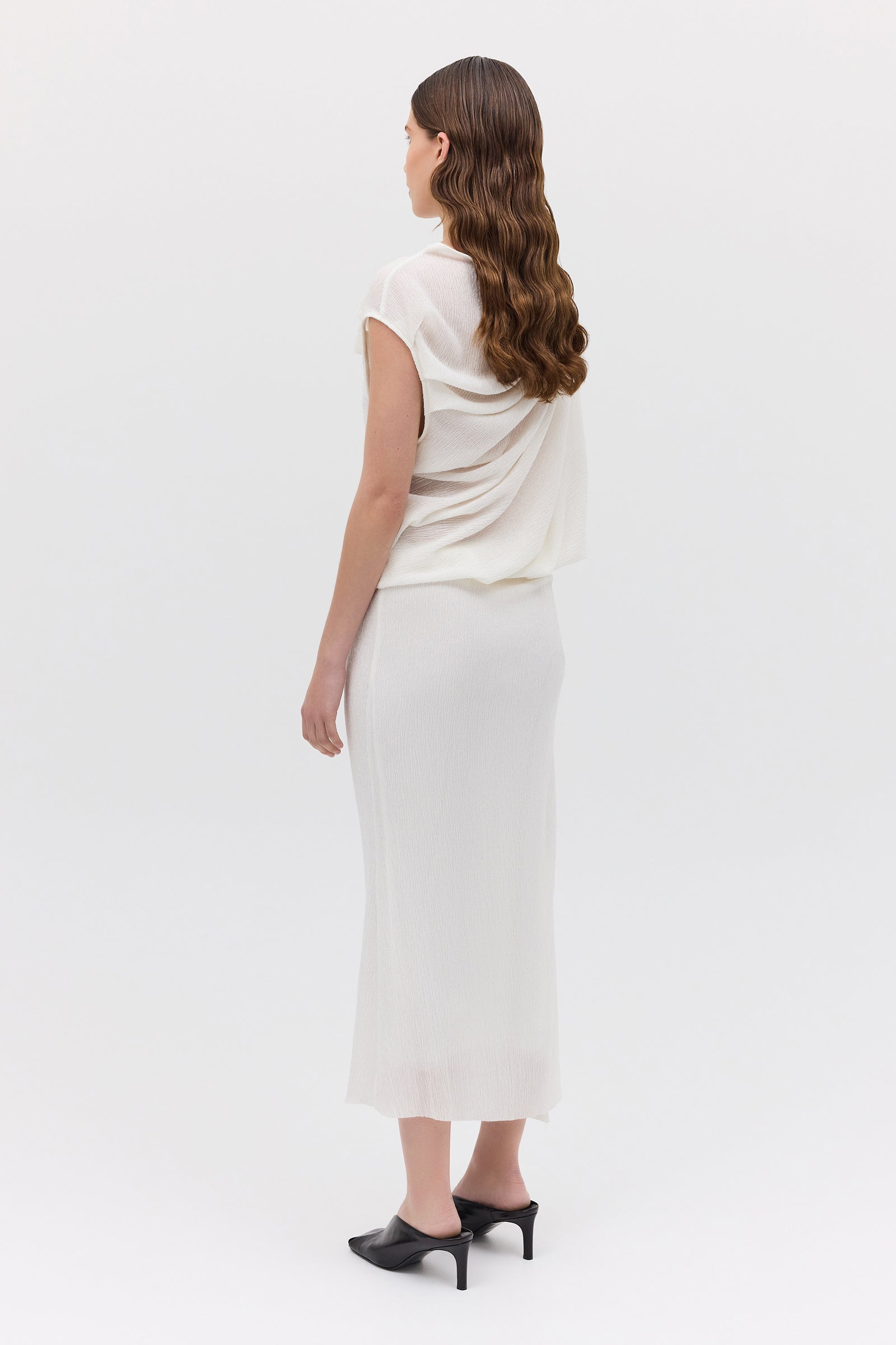 IVORY CRINKLE TUMBLE DRESS