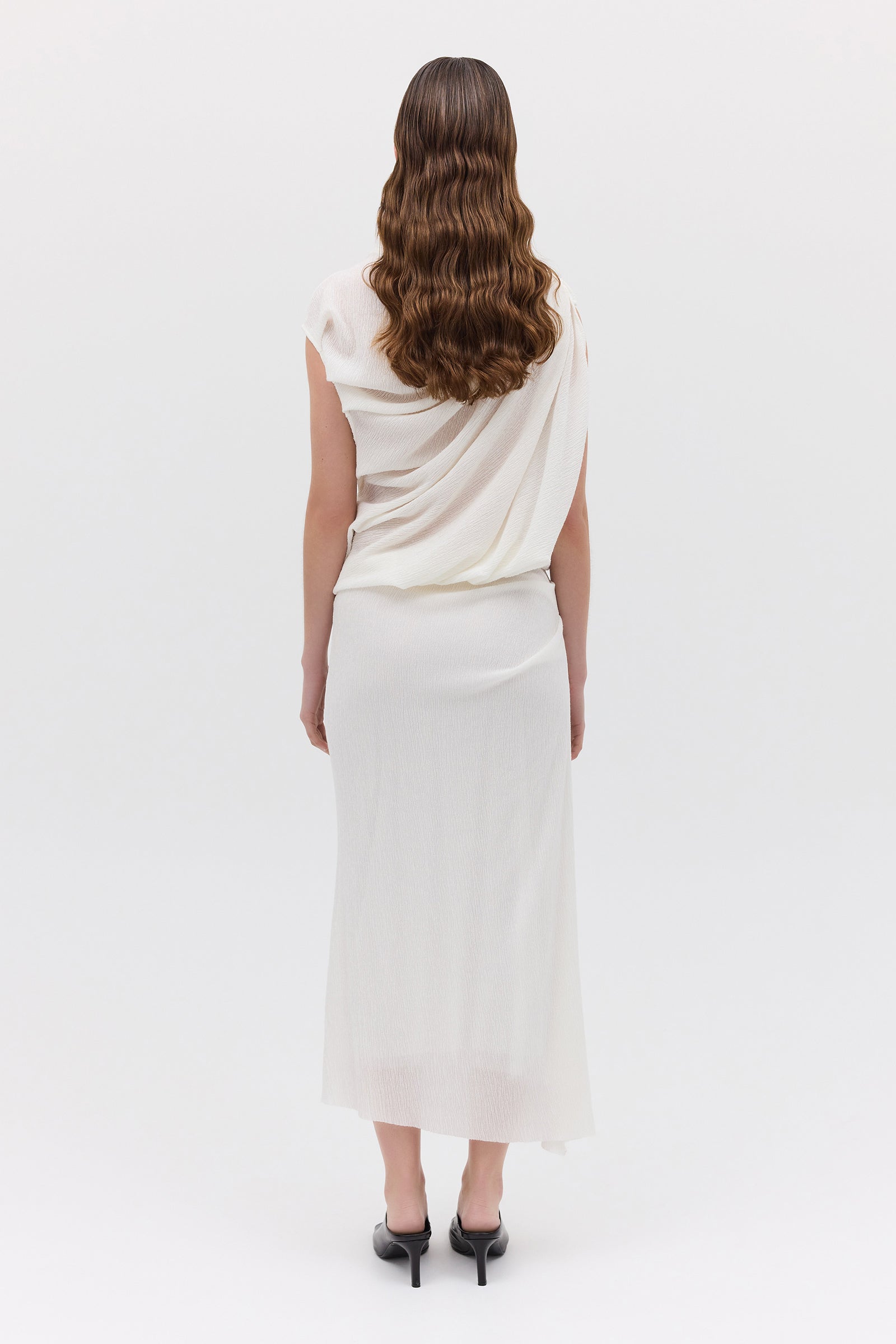 IVORY CRINKLE TUMBLE DRESS
