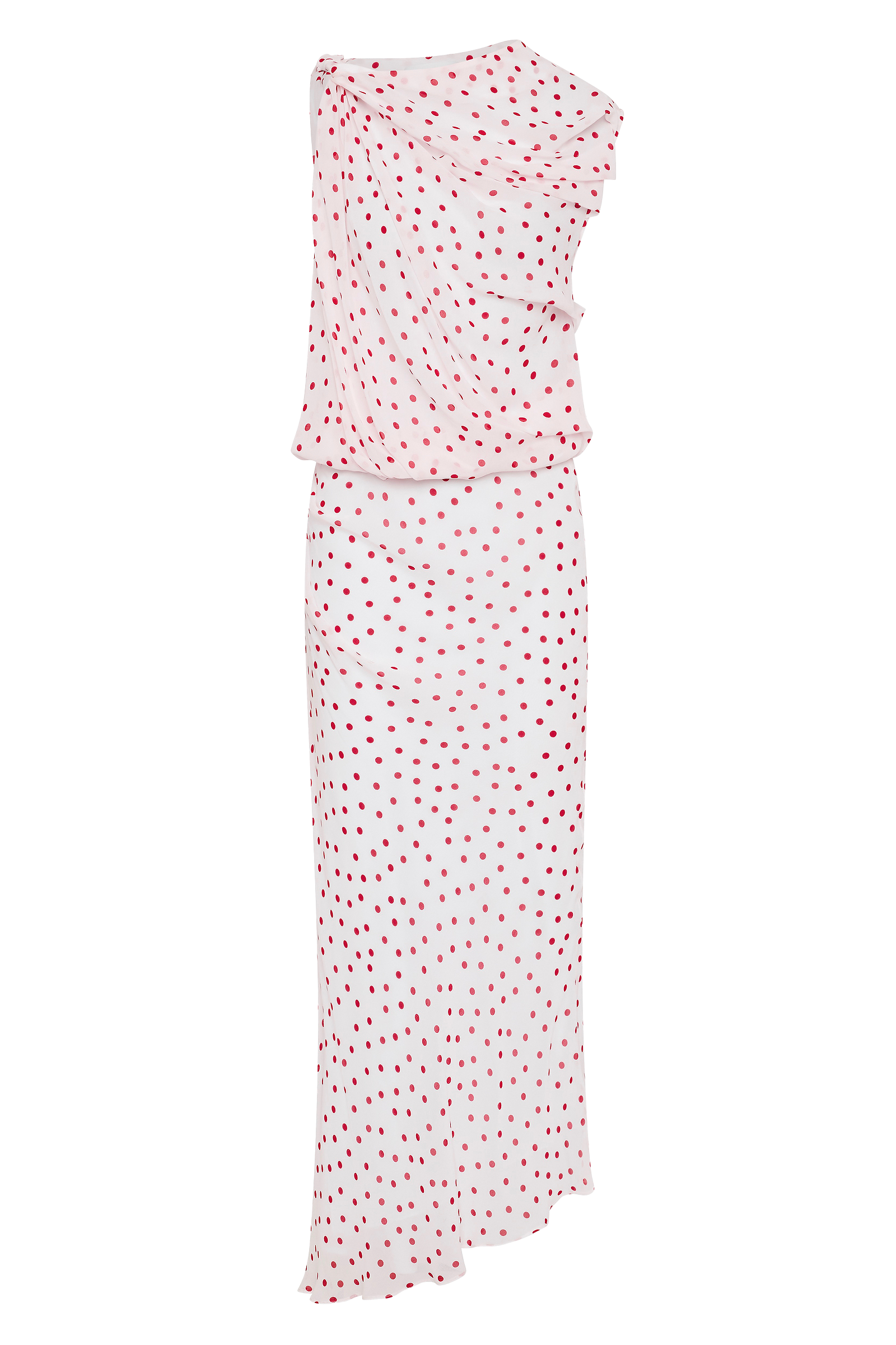 RED POLKA DOT CHIFFON TUMBLE DRESS