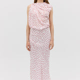 RED POLKA DOT CHIFFON TUMBLE DRESS