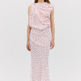 RED POLKA DOT CHIFFON TUMBLE DRESS