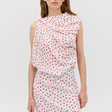 RED POLKA DOT CHIFFON TUMBLE DRESS