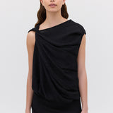 BLACK CRINKLE TUMBLE DRESS