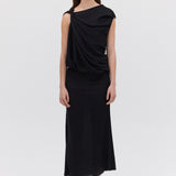 BLACK CRINKLE TUMBLE DRESS