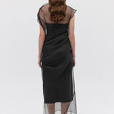 BLACK ORGANZA EMULATE DRESS