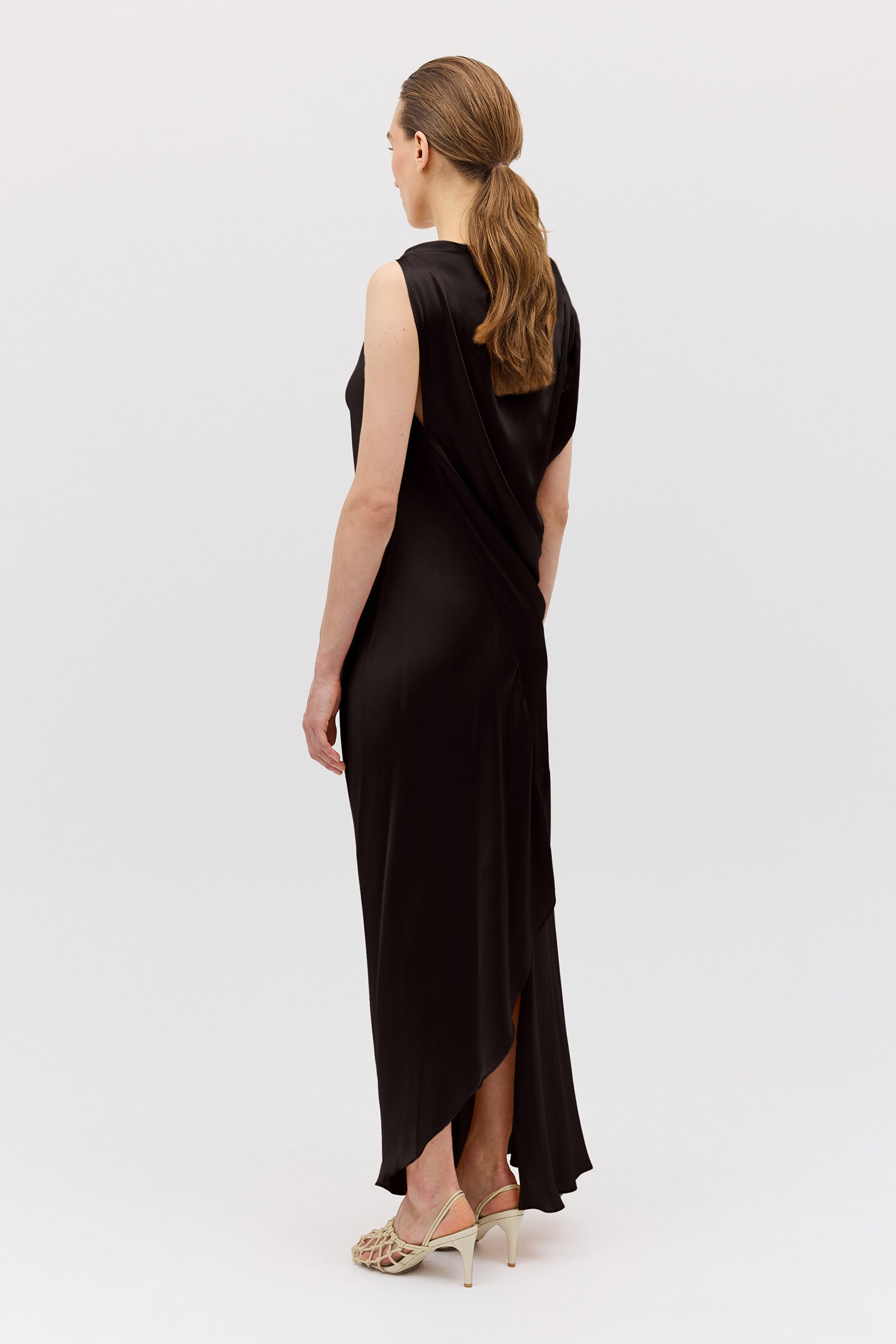 CHOCOLATE SILK SATIN ROMA GOWN