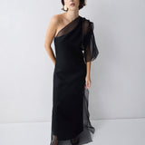 BLACK ORGANZA VALENCIA GOWN