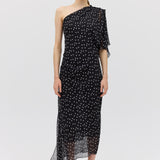 BLACK POLKA DOT SILK VALENCIA DRESS