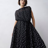 BLACK POLKA DOT SILK EMERGE DRESS