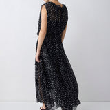 BLACK POLKA DOT SILK EMERGE DRESS