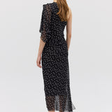 BLACK POLKA DOT SILK VALENCIA DRESS