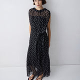 BLACK POLKA DOT SILK EMERGE DRESS