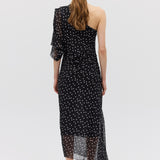 BLACK POLKA DOT SILK VALENCIA DRESS
