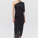 BLACK POLKA DOT SILK VALENCIA DRESS