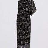 BLACK POLKA DOT SILK VALENCIA DRESS