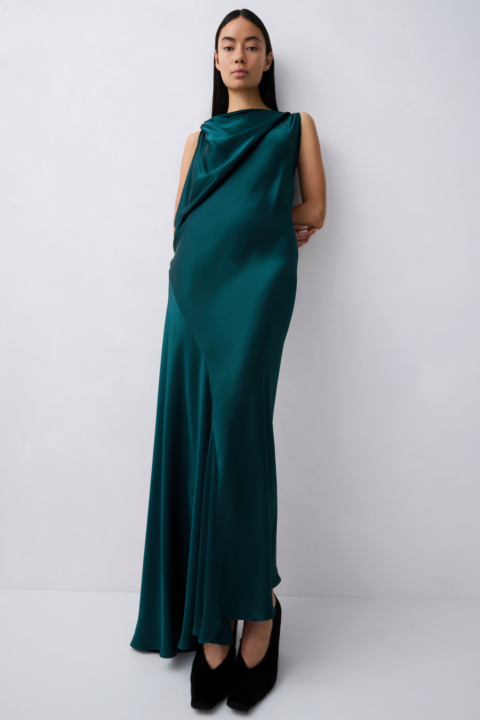 PETROL SILK ROMA GOWN
