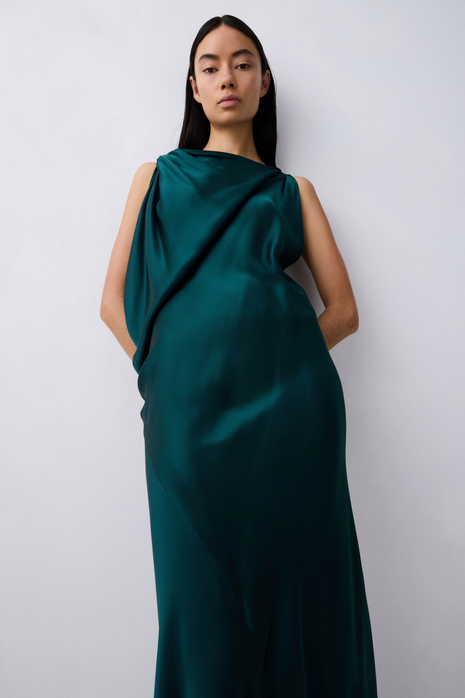 PETROL SILK ROMA GOWN