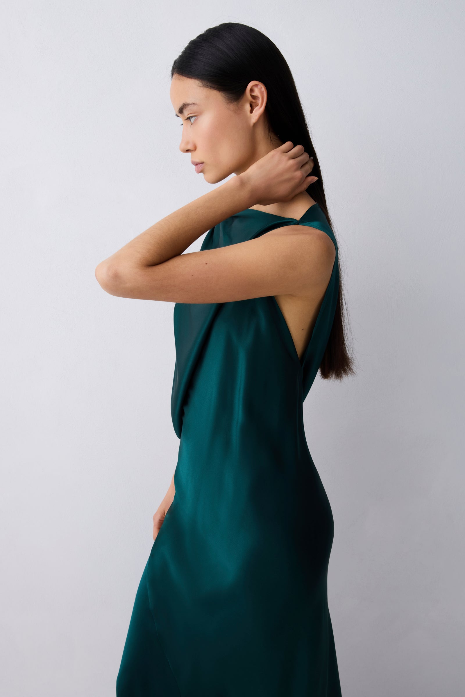 PETROL SILK ROMA GOWN